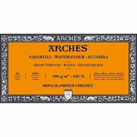 ARCHES AQUARELLE WATERCOLOUR BLOCK  300gsm/140lb -15 x 30cm - Rough