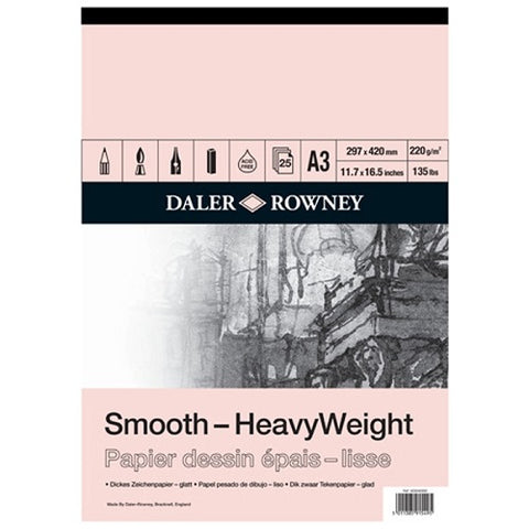 Daler Rowney Smooth Heavyweight Cartridge Paper Pad - 220 gsm - A3