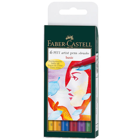 FABER CASTELL Pitt Artist Brush Pen Set of 6 - Basic