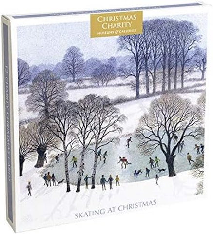 Charity Christmas Cards - Box of 12 Cards - 2 Designs - Skating at Christmas