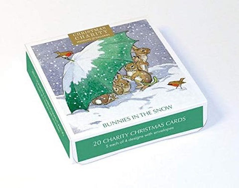 Charity Christmas Cards - Box of 20 - Bunnies In The Snow