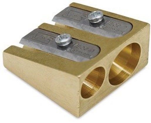 MOBIUS & RUPPERT SOLID BRASS PENCIL SHARPENER - Twin Wedge