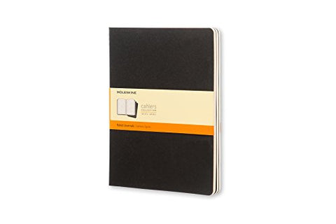 MOLESKINE THREE CAHIER NOTEBOOKS - BLACK SOFT COVER - RULED - Extra Large