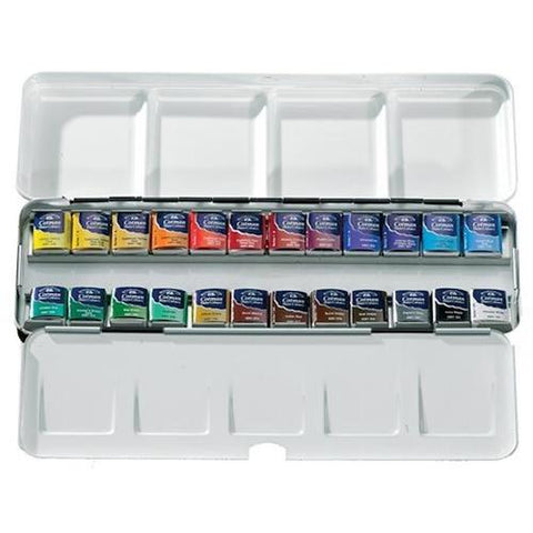 WINSOR & NEWTON Cotman Watercolour Set - Metal Box 24 Half Pans