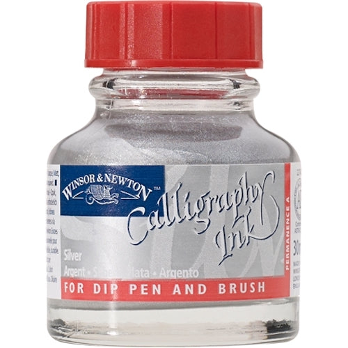 WINSOR & NEWTON CALLIGRAPHY INK 30ml - For Dip Pens - Silver
