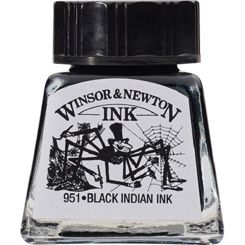 WINSOR & NEWTON DRAWING INK 14ml - Black Indian Ink (Waterproof) Spider