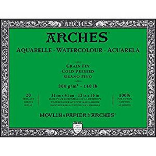 ARCHES AQUARELLE WATERCOLOUR BLOCK  300gsm/140lb -31 x 41cm - Cold Pressed
