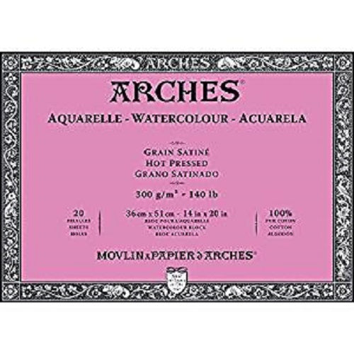 ARCHES AQUARELLE WATERCOLOUR BLOCK  300gsm/140lb -36 x 51cm - Hot Pressed