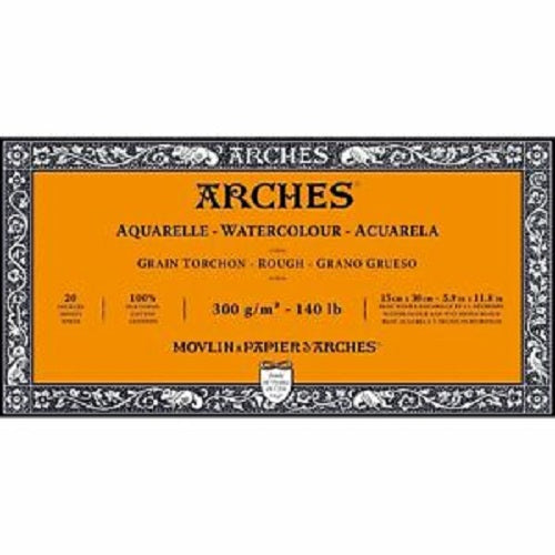 ARCHES AQUARELLE WATERCOLOUR BLOCK  300gsm/140lb -15 x 30cm - Rough