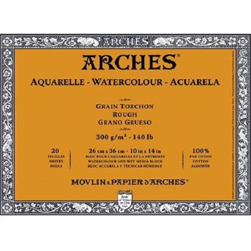 ARCHES AQUARELLE WATERCOLOUR BLOCK  300gsm/140lb -26 x 36cm - Rough