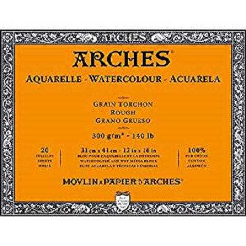 ARCHES AQUARELLE WATERCOLOUR BLOCK  300gsm/140lb -31 x 41cm - Rough