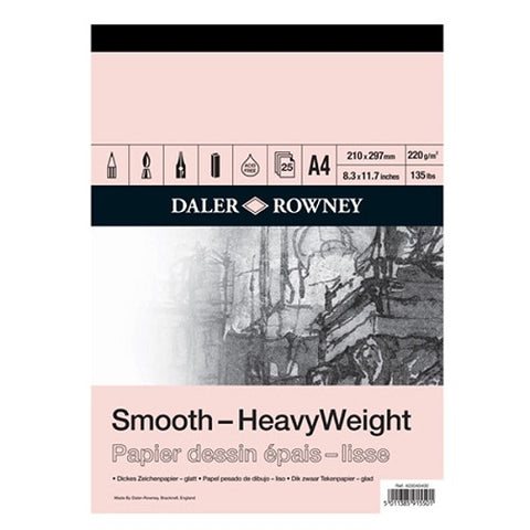 Daler Rowney Smooth Heavyweight Cartridge Paper Pad - 220 gsm - A4