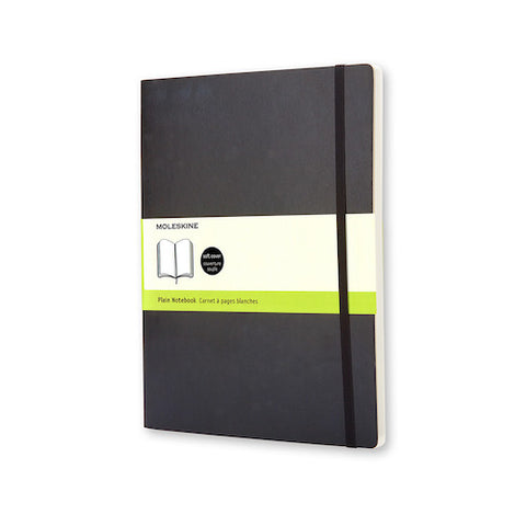 MOLESKINE NOTEBOOK - BLACK SOFT COVER - PLAIN PAPER - Extra Large