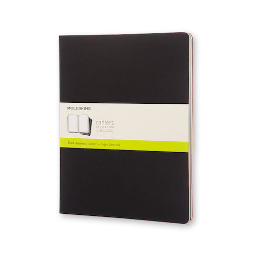 MOLESKINE THREE CAHIER NOTEBOOKS - BLACK SOFT COVER - PLAIN PAPER - Large
