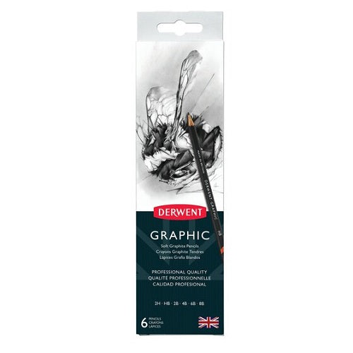 DERWENT Graphic Pencils - Tin of 6 Pencils plus Sharpener