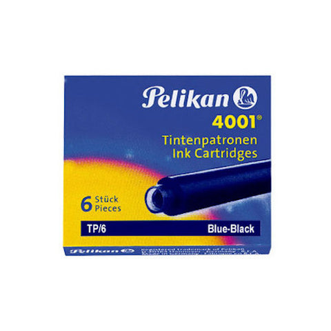 Pelikan 4001 Fountain Pen Ink Cartridges - Pack of 6 - Blue Black