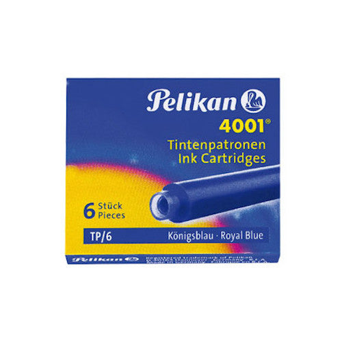 Pelikan 4001 Fountain Pen Ink Cartridges - Pack of 12 - Royal Blue