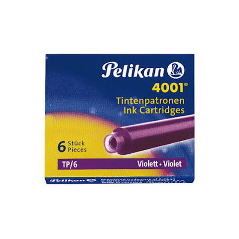 Pelikan 4001 Fountain Pen Ink Cartridges - Pack of 6 - Violet