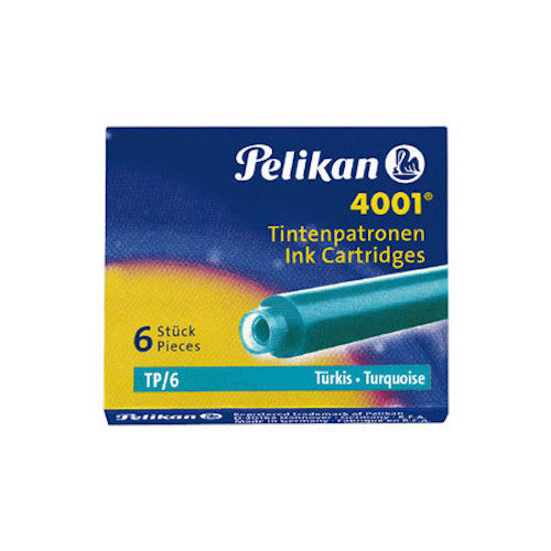 Pelikan 4001 Fountain Pen Ink Cartridges - Pack of 6 - Turquoise