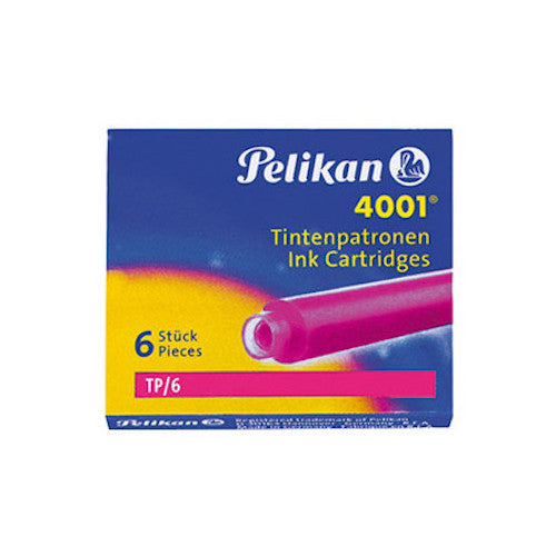 Pelikan 4001 Fountain Pen Ink Cartridges - Pack of 6 - Pink