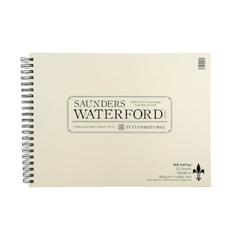 SAUNDERS Watercolour Fat Pad - 100% Cotton Paper -25 Sheets/300gsm/Not - 11 x 15"