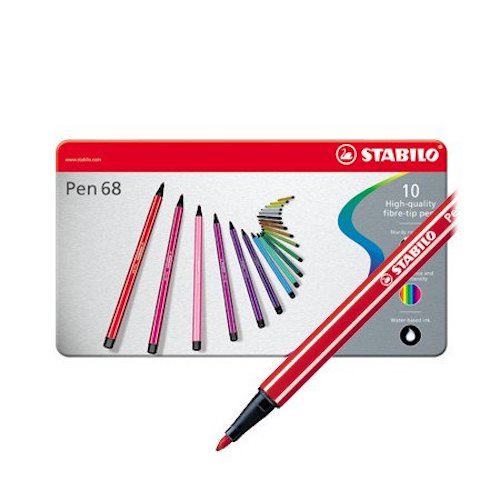 Stabilo 68 Fibre Tip Pens - Tin 10