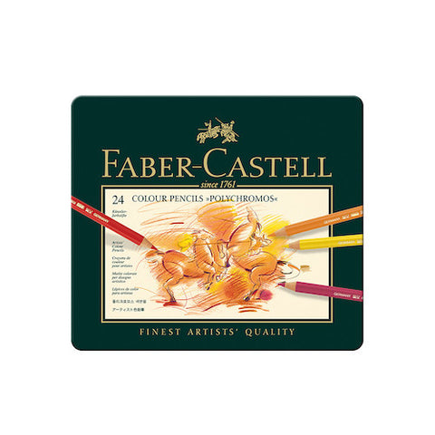 FABER CASTELL Polychromos Colour Pencils - Tin Of 24