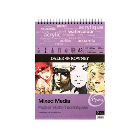 DALER Optima Mixed Media Pad - 30 Sheets of 250gsm Paper - A3