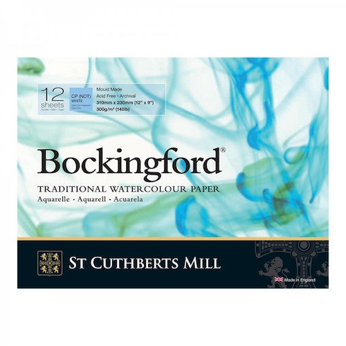 BOCKINGFORD Watercolour Pad 140lb - Not Surface - 12 Sheets - 12 x 9 inches