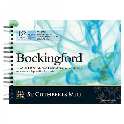 BOCKINGFORD Watercolour Spiral Pad 140lb - Not Surface - 12 Sheets - 12 x 9 inches