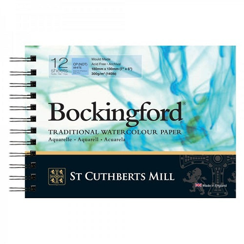 BOCKINGFORD Watercolour Spiral Pad 140lb - Not Surface - 12 Sheets - 5 x 7 in