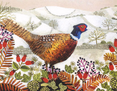 Canns Down Pack of 5 Charity Christmas Cards by Vanessa Bowman - Pheasant in the Snow