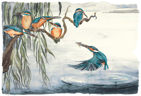 JACKIE MORRIS - JM8123 - Lost Words - Signed Limited Edition Print - Kingfishers (Low Stock)