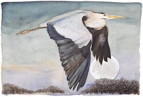 JACKIE MORRIS - JM8122 - Lost Words - Signed Limited Edition Print - Heron in Flight