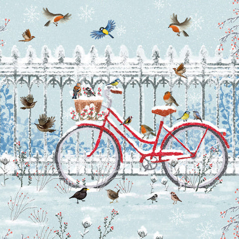 Christmas Cards - Pack of 8 by Laura Watkins - Bicycle in the Snow