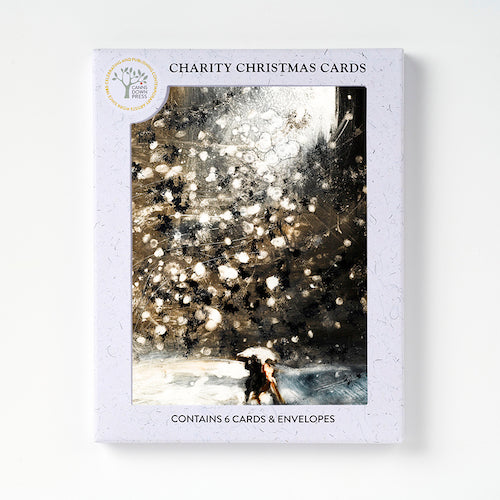 Canns Down Pack of 6 Charity Christmas Cards by Bill Jacklin - Crossing the Square in the Snow