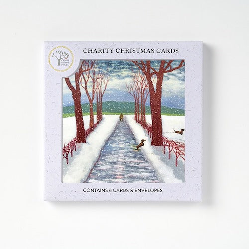 Canns Down Pack of 6 Charity Christmas Cards by Michael Barratt - Hockney's Dog Winter