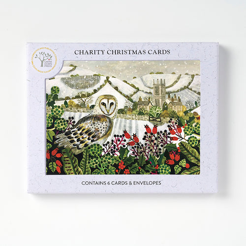Canns Down Pack of 6 Charity Christmas Cards by Vanessa Bowman - Winter Owl